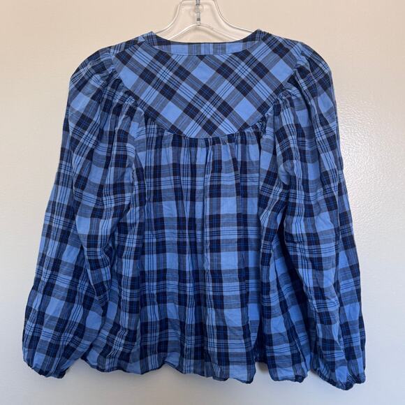 Draper James Button-Front Top in Midnight Plaid Size XS - Picture 4 of 6